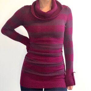 Purple Striped Cowl Neck Knit Sweater - Size medium